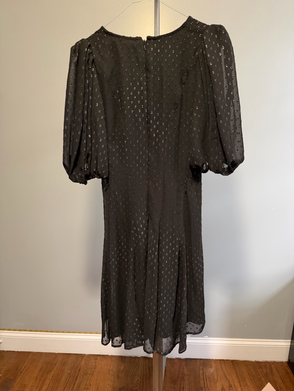 Dkny Black Midi Dress with Subtle Metallic Dots